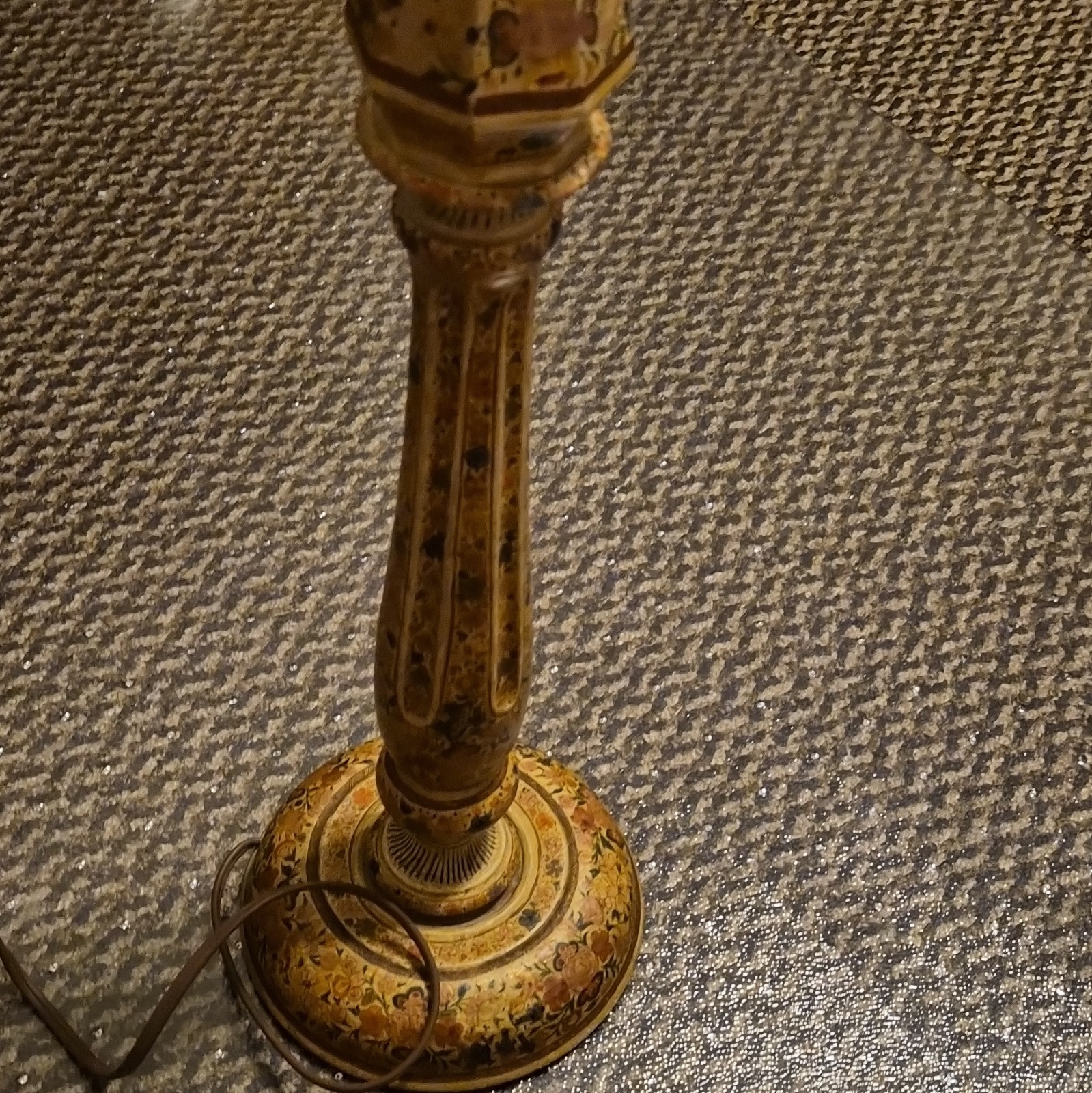 Antique Afghan Hand-Painted Candlestick lamp. Working.