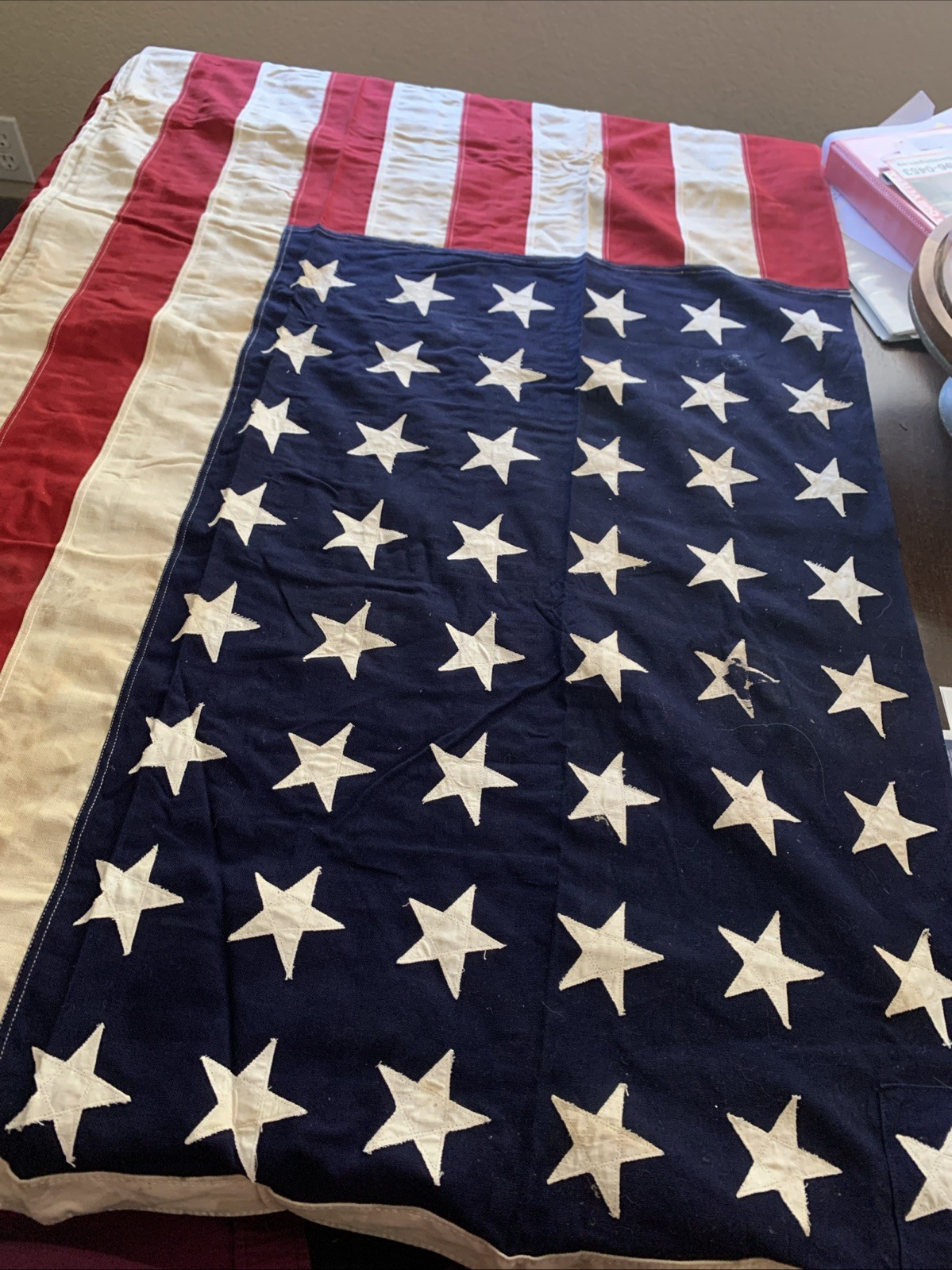 Vintage 48 Star Flag US Flag Collegeville Flag Sewn 3.5x 6.6 Feet WW2 Vintage