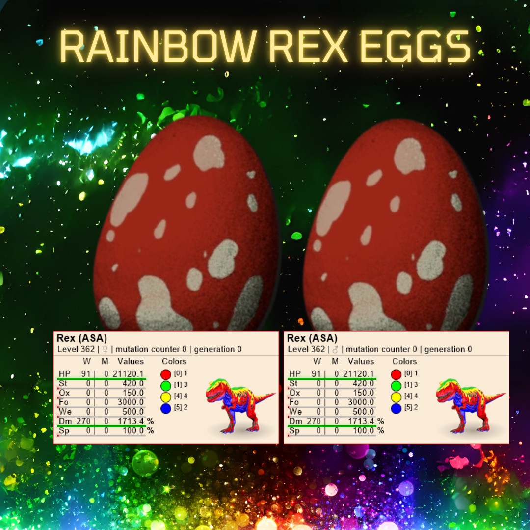 Rainbow Rex - Top Stats - Ark Survival Ascended PVE