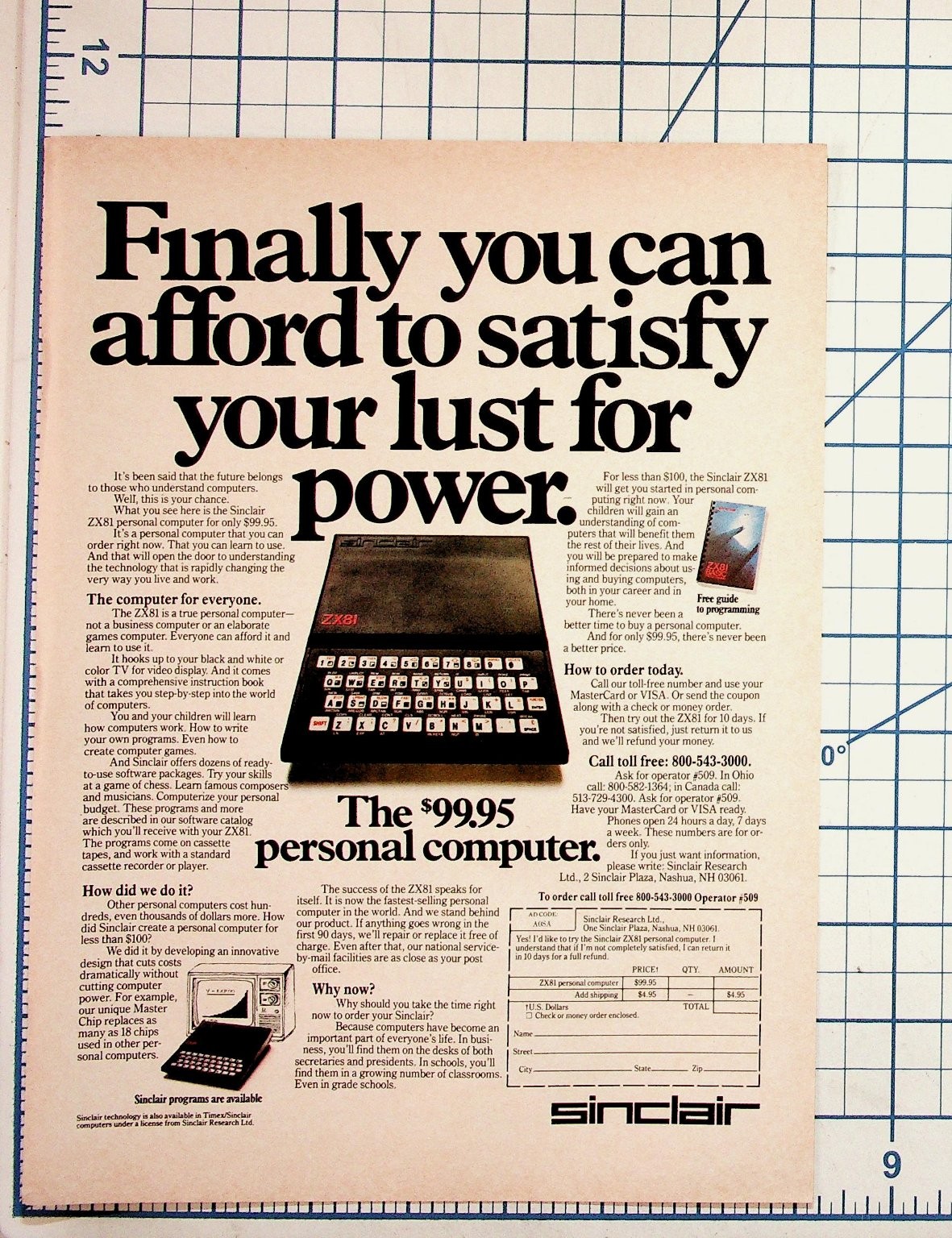 Sinclair ZX81 Personal Computer Magazine Ad Vintage 1980s Retro Computing
