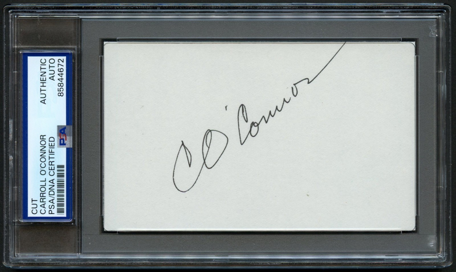 Carroll O'Connor d2001 signed autograph 3x5 Cut Actor in All in the Family PSA
