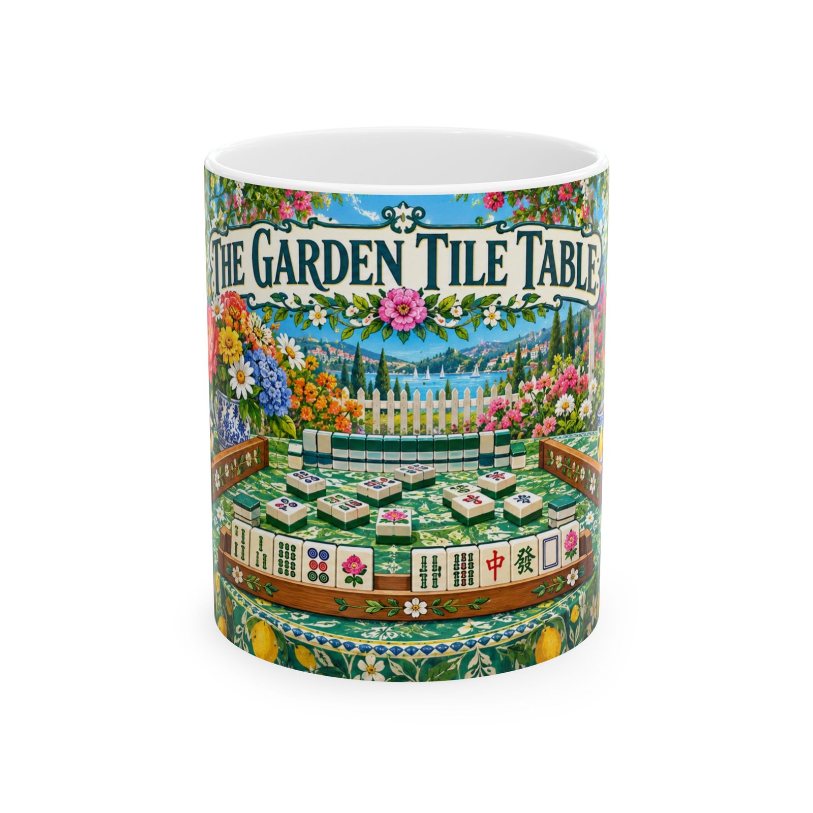 Garden Tile Table Mahjong Mug | Mahjong Morning Mug collection
