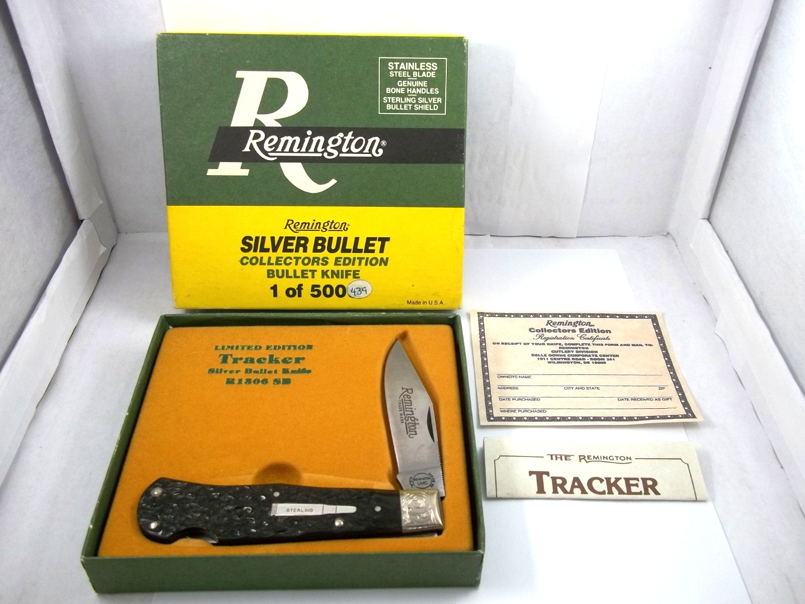 1990  Remington Silver Bullet ENGRAVED The Tracker R1306 SB Bullet Knife