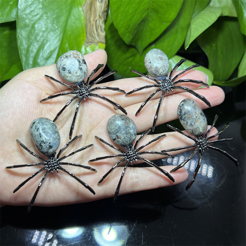 Natural Sesame stone Spider Pure hand made DIY skull Quartz Crystal skull 5PCS