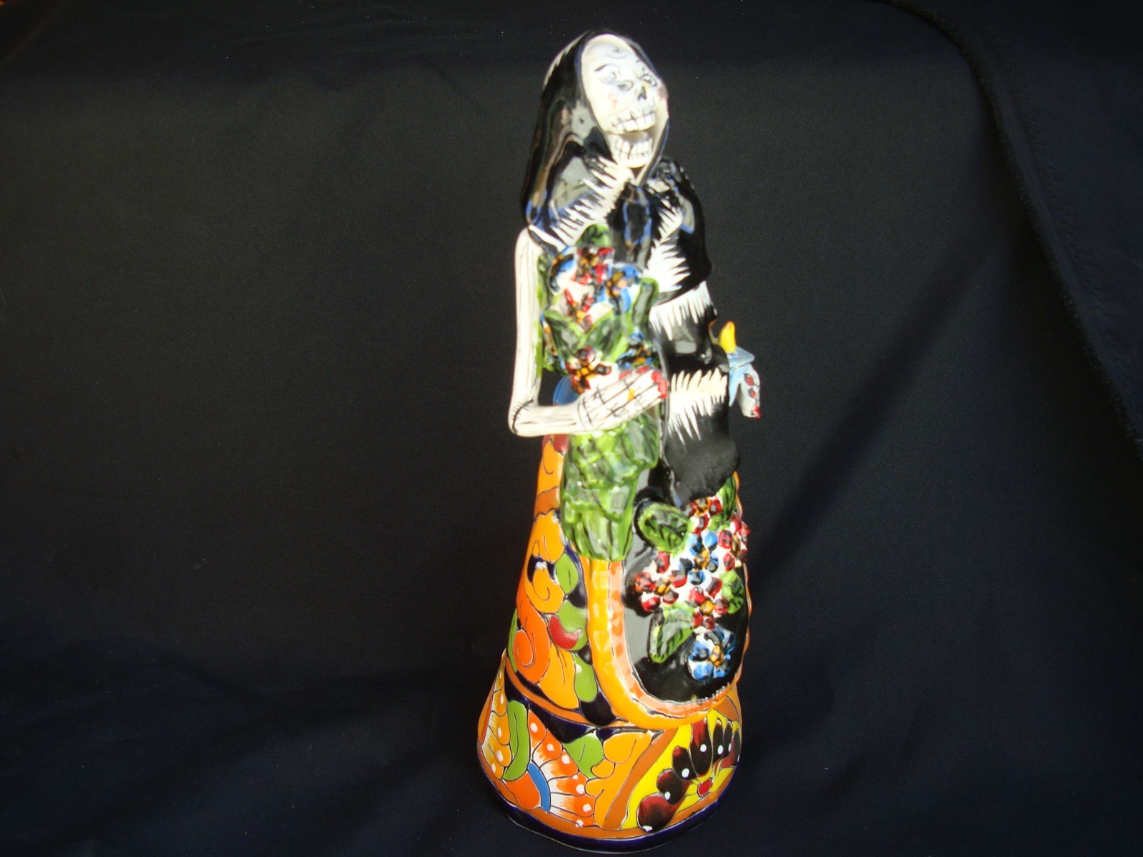 Talavera, Day of the Dead Lady with flowers   by Mexican Artist Gerardo Garcia