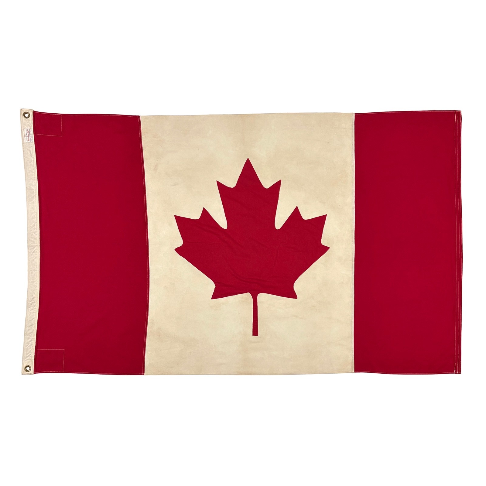 Vintage Cotton Canada Sewn Maple Leaf Flag Canadian Old Cloth Textile Art Decor