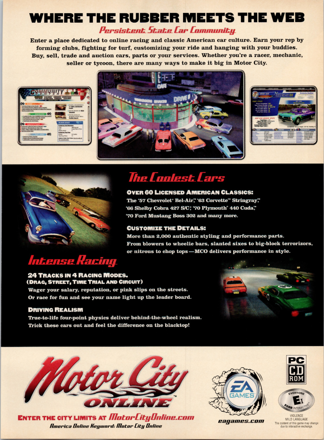 Motor City Online EA Games PC CD-ROM Vintage Magazine Print Ad 2001 Car Racing