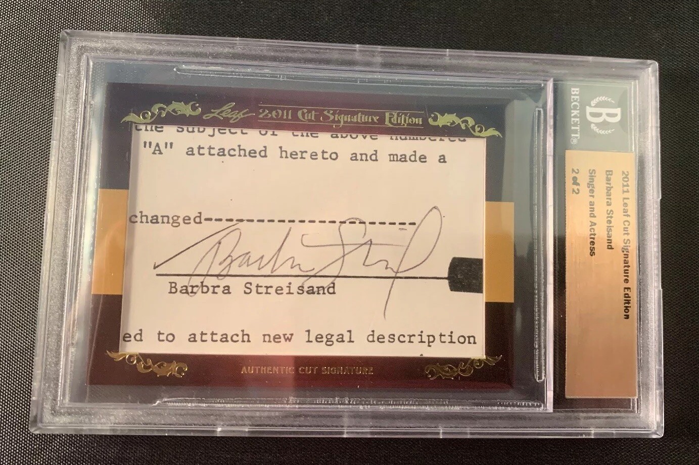 2011 LEAF CUT SIGNATURE EDITION BARBRA STREISAND AUTO AUTOGRAPH 2/2 SIGNED BAS