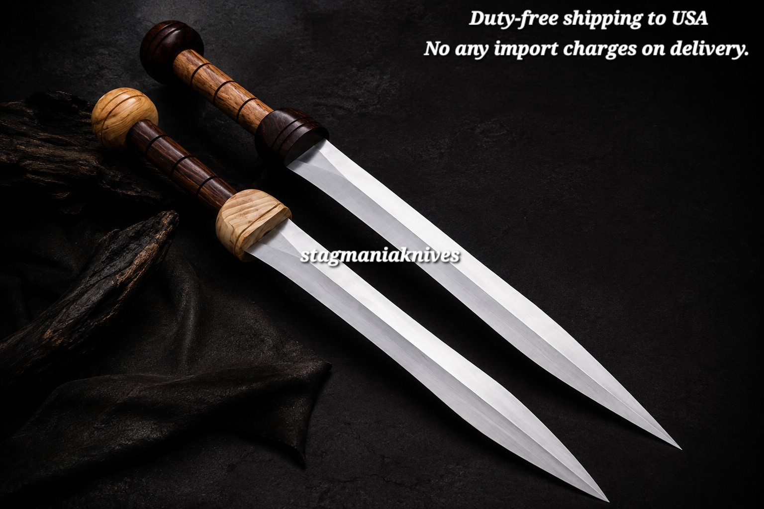 Handmade J2 Steel Hunting Battle Ready Spartacus Roman Mainz Gladius Sword 2 Pcs