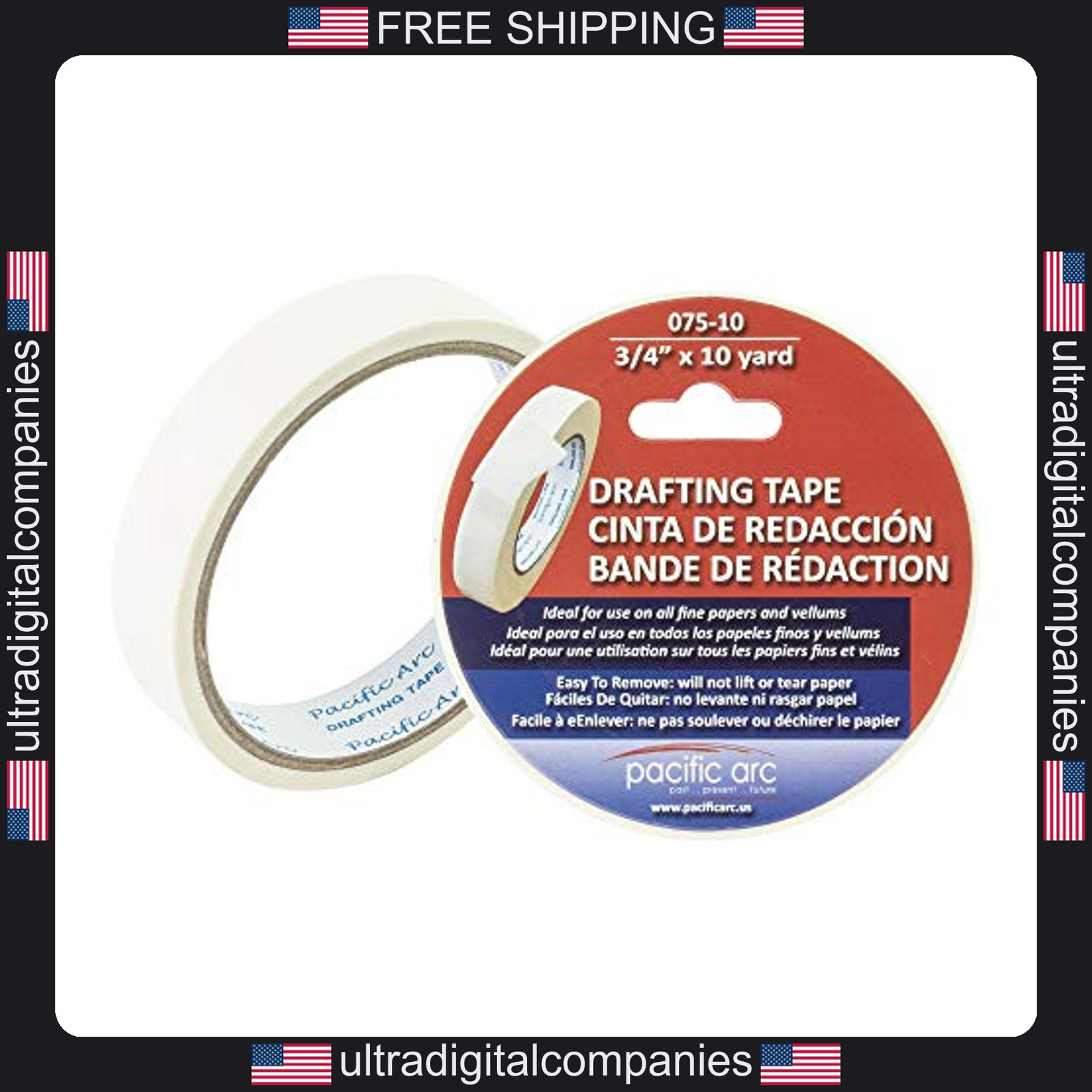 Pacific Arc Drafting Tape 3/4 in x 10 yd Low Tack Paper Vellum