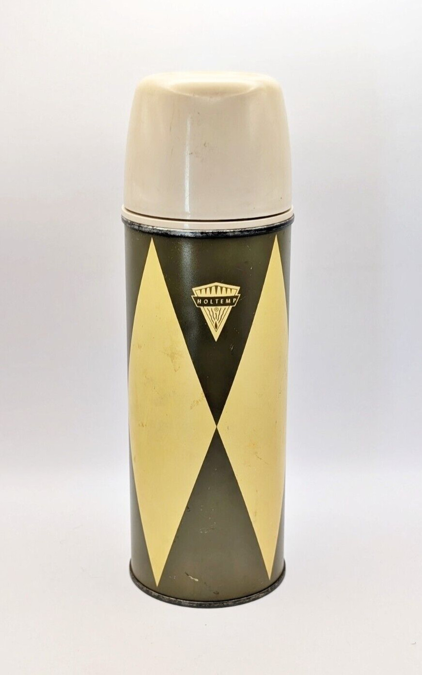 Rare Vintage 1950s Holtemp Thermos Brand One Pint Metal Made in USA Collectible