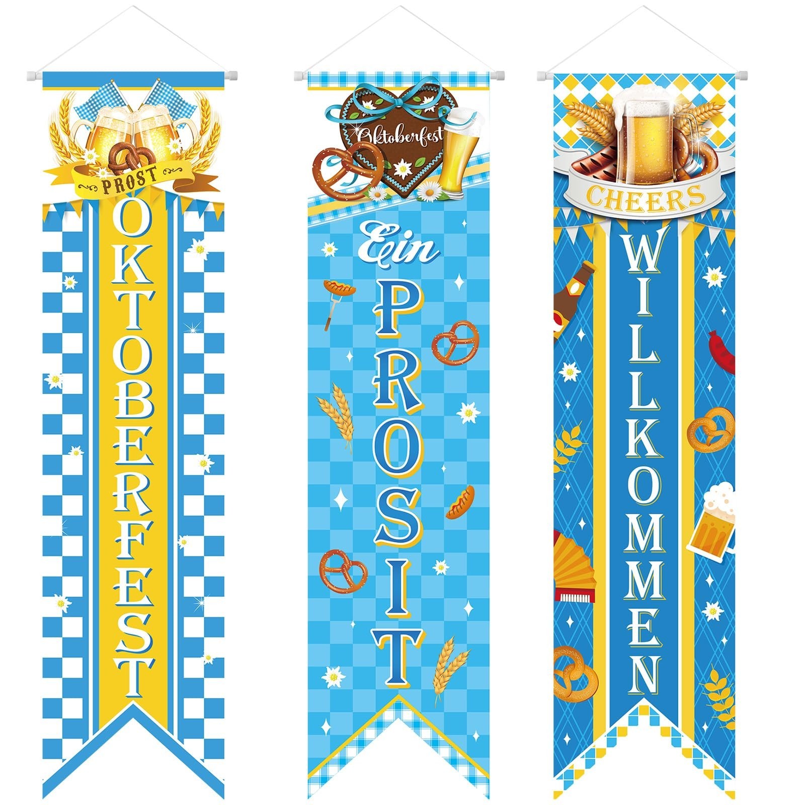 Chiisong 3 Pieces Oktoberfest Party Decorations Bavarian Banners | Oktoberfes...