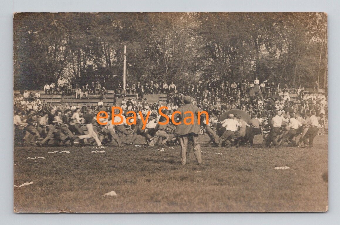 WOW 4x RPPC 1913 Push Ball Contest Ames Iowa State College Photo Postcards 25BJ