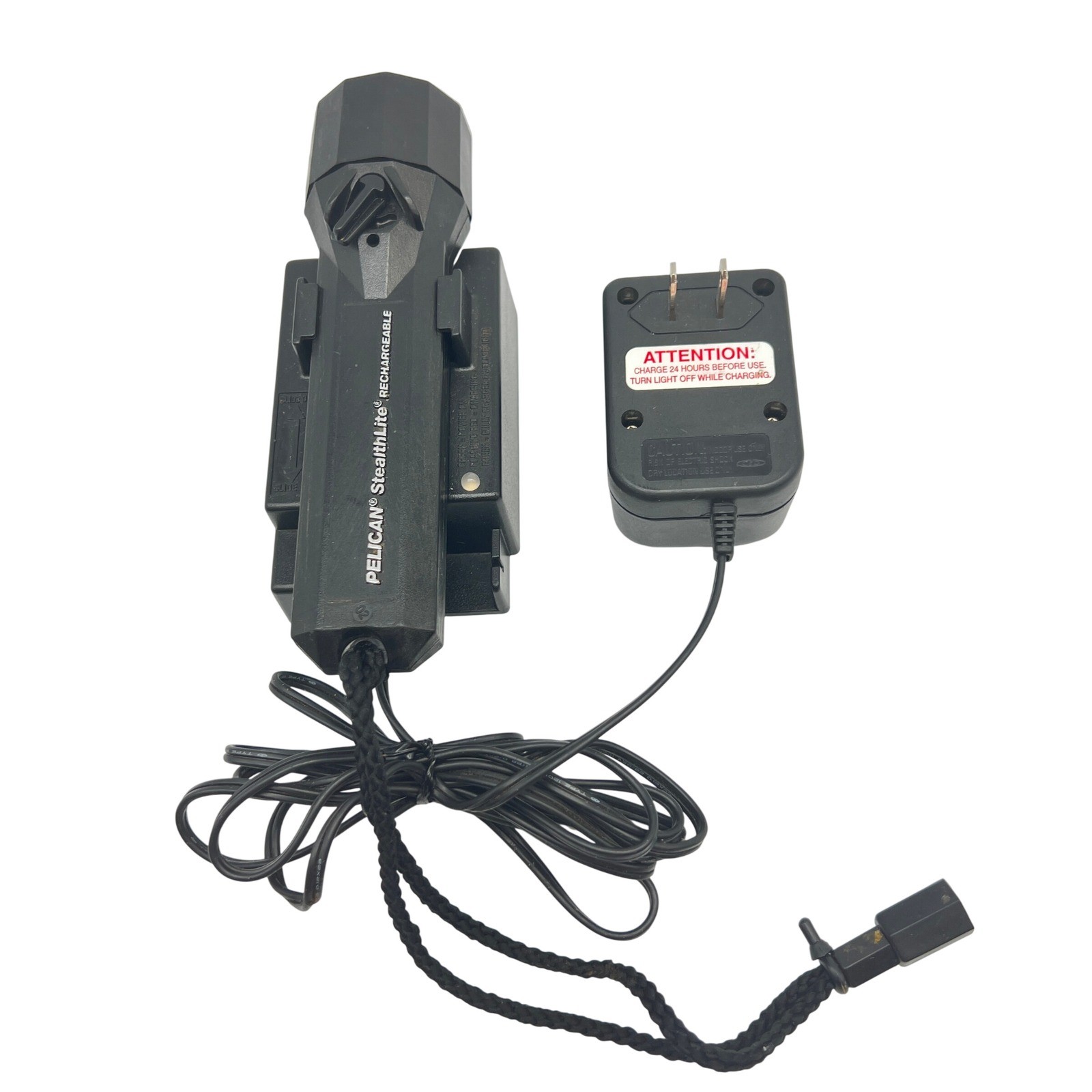 Pelican StealthLite 2450 Rechargeable Flashlight Vtg Black Tactical Submersible