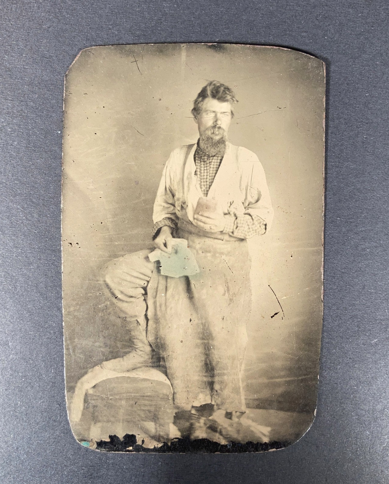 Antique Occupational Tintype Portrait Leather Apron Laborer Journeyman Artisan