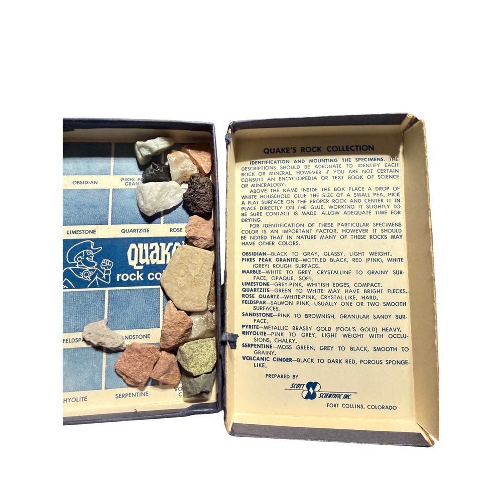 Vintage 1969 Scott Scientific Rock Mineral Collection Quake\'s Pikes Peak Geology
