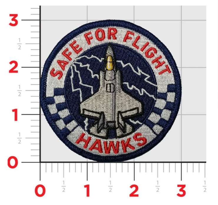 MARINE CORPS VMFA-533 HAWKS SFF F-35 EMBROIDERED PATCH HOOK & LOOP