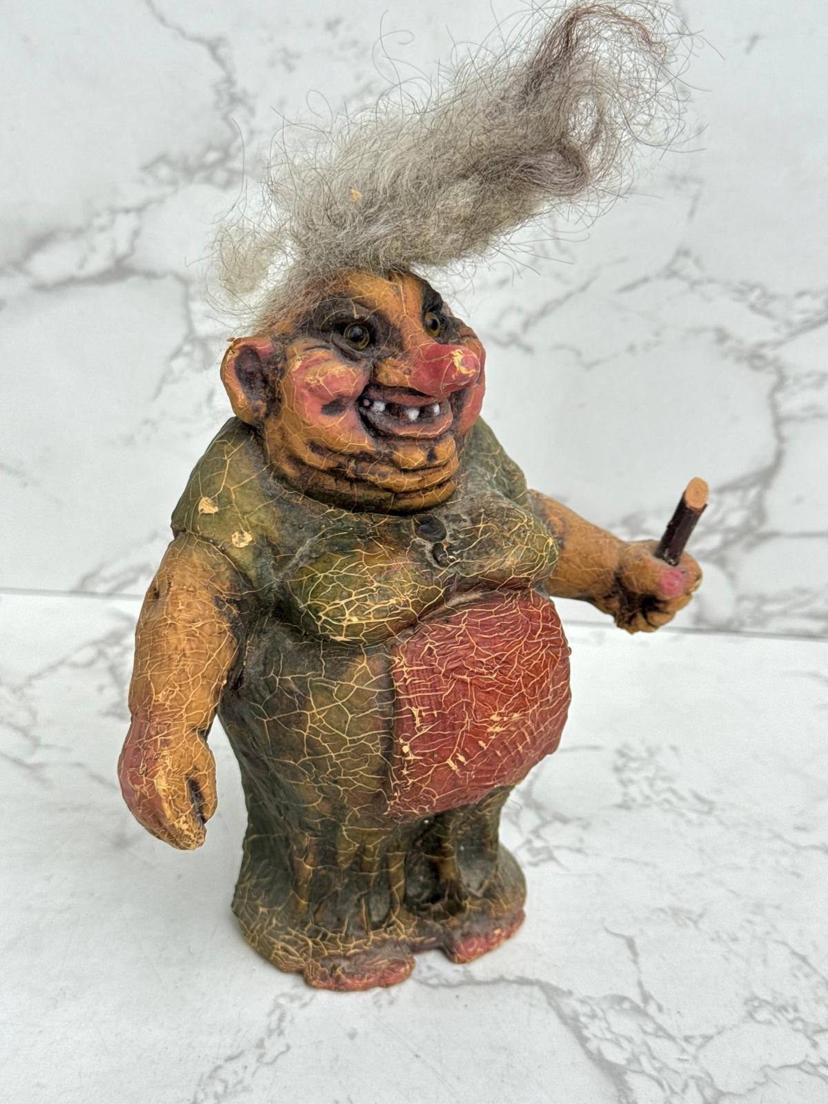 Vintage Nyform Troll Doll #114 Woman Walk Stick Handmade Norway Old Lady Read