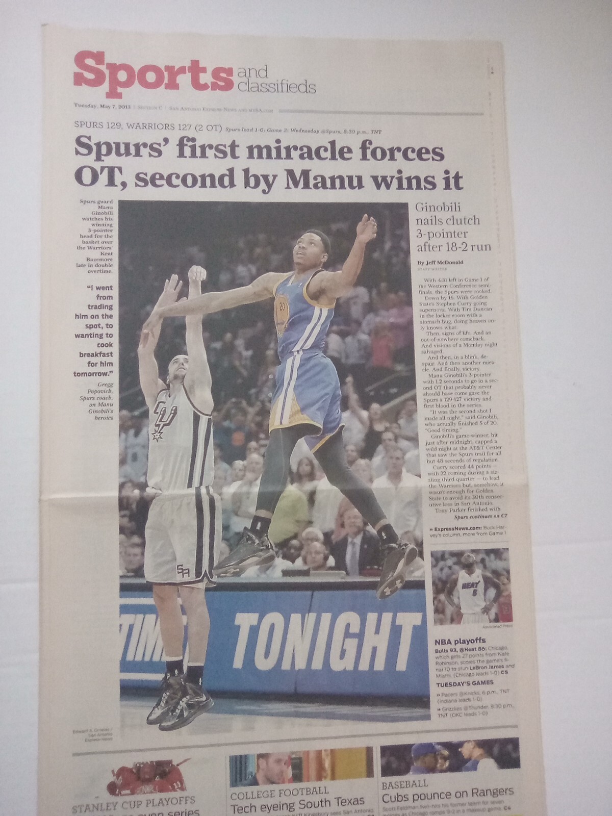 2013 NBA PLAYOFFS SA VS GOLDEN STATE 
