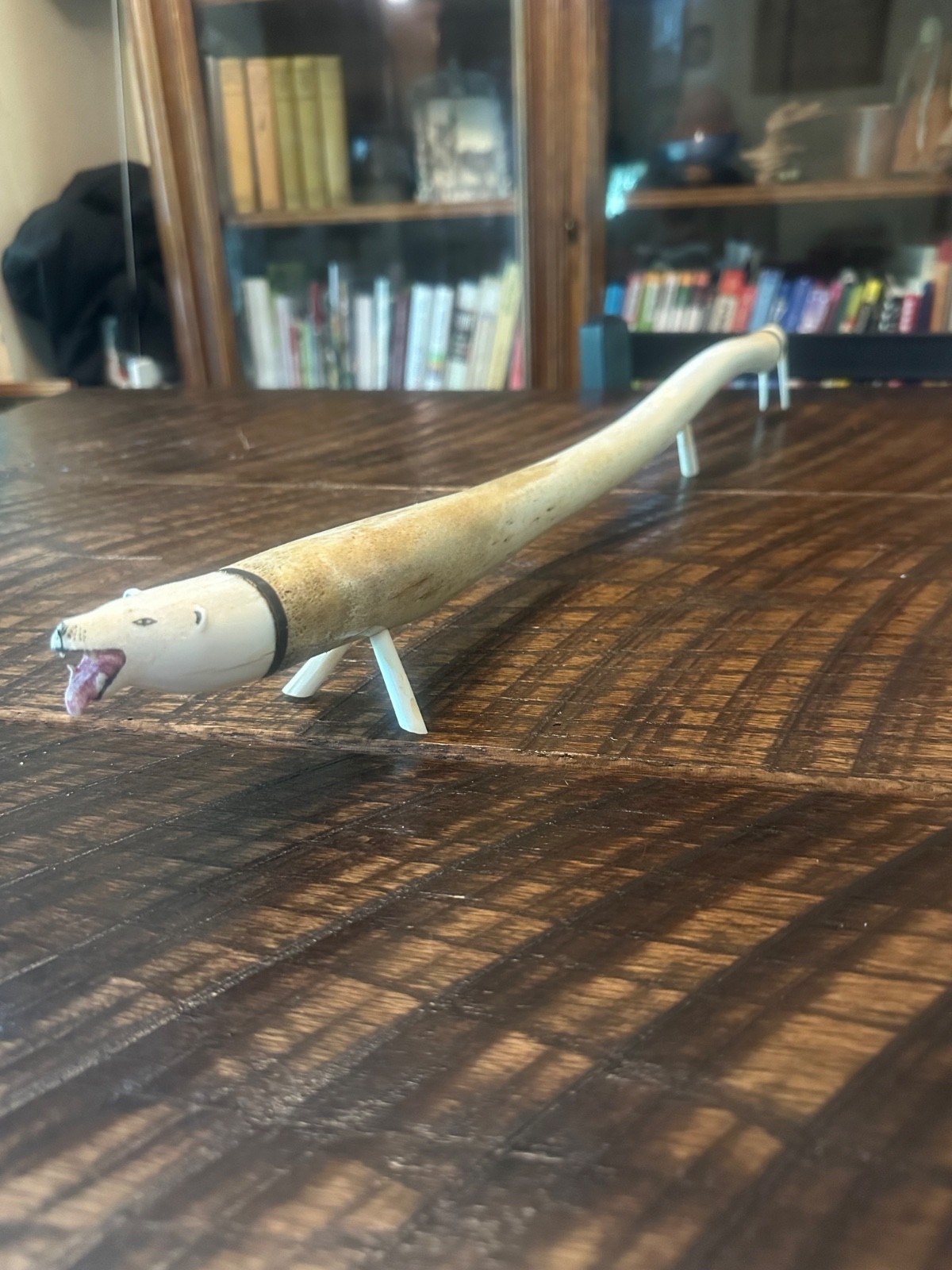 Vintage Antique 20” Inuit Walrus Oosik w/ Hand Carved Polar Bear & Walrus Ends