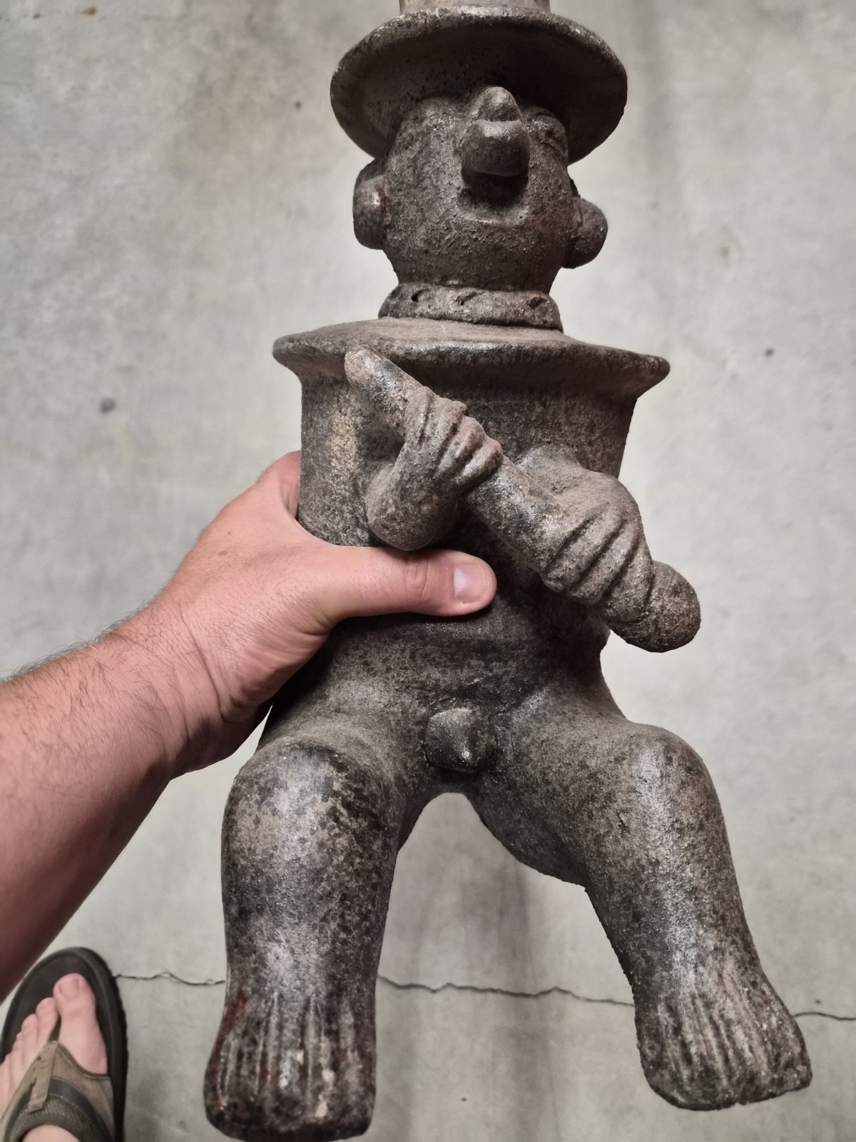 Moche/Mochica Seated Warrior Peruvian Ancient Figure. \