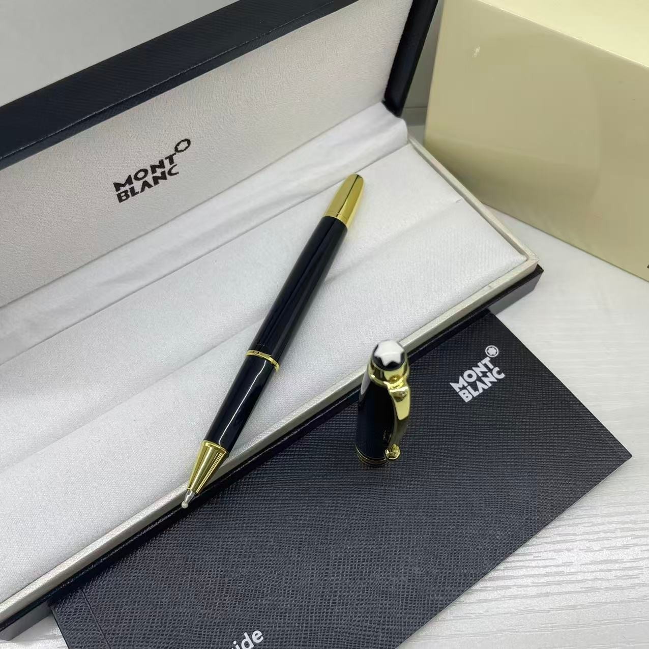 New Montblanc Meisterstuck 163 Rollerball Pen Black/Gold Trim w/ Gift Box