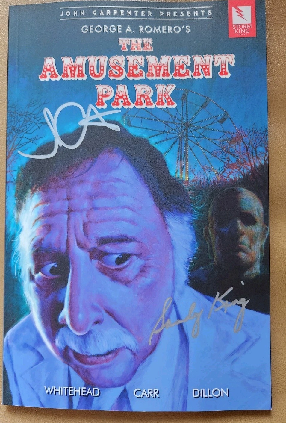 John Carpenter signed George Romero's Amusement Park Graphic Novel JSA