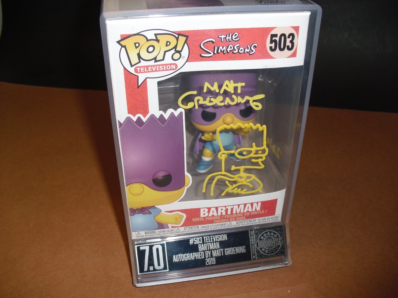 Funko Pop The Simpsons #503 Bartman PGS 7.0 signed & sketch Matt Groening 2019