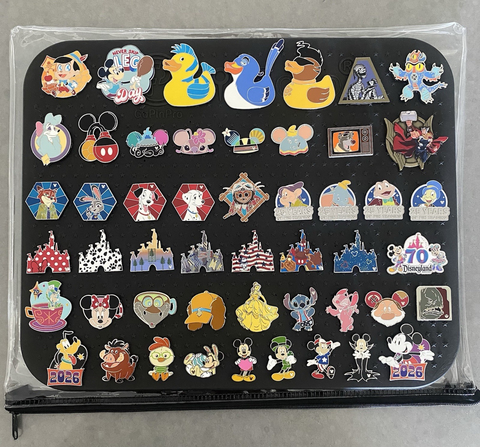 50 Authentic Diamond Disney Pins Lot with Board and Cover