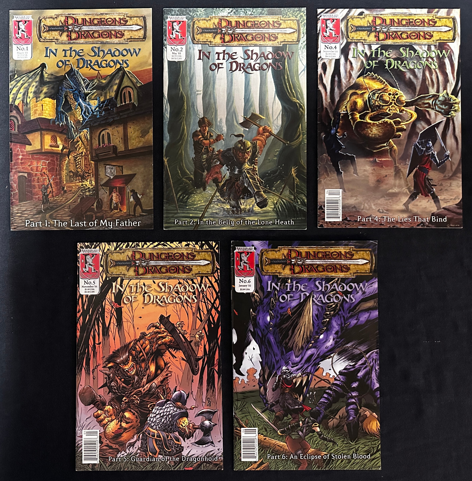 2001 Dungeons and Dragons In The Shadow of Dragons #1-6 Lot of 5 