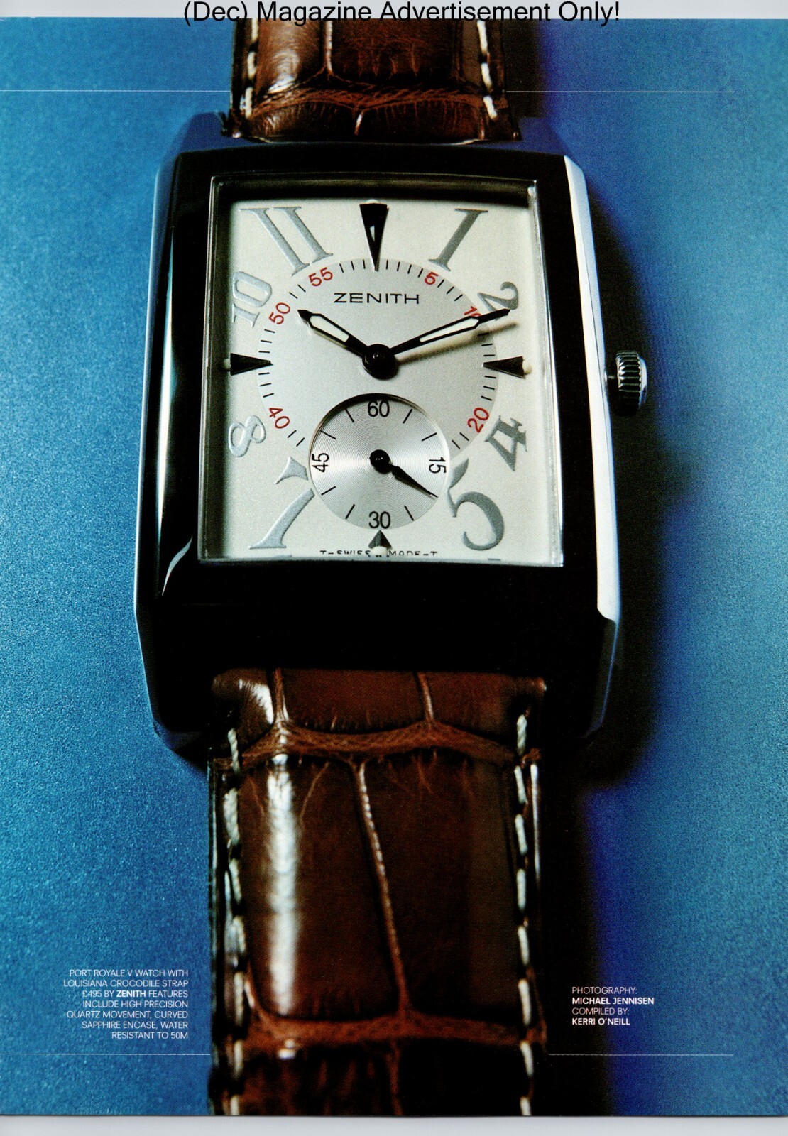 Port Royale V Watch With Louisiana Crocodile Strap Promo 1999 Full Page Print Ad