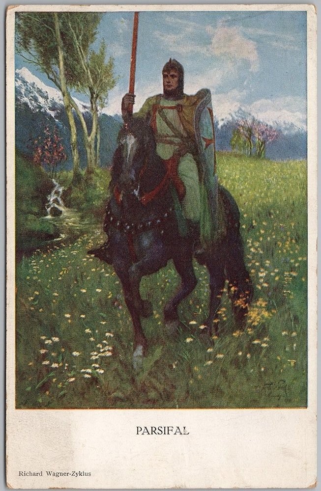 Parsifal Knight Richard Wagner Opera Ferd. Leeke Art Postcard Munk Vienna H83