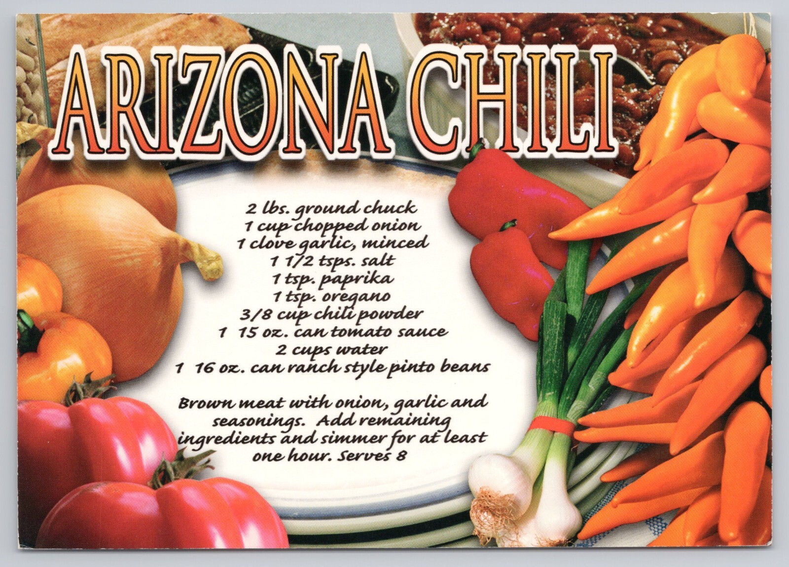 Postcard Recipe Arizona Chili