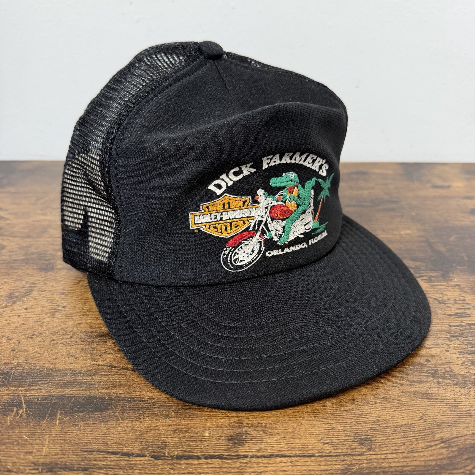 Vintage Harley Davidson Snapback Hat Dick Farmer’s Orlando FLA Alligator RARE