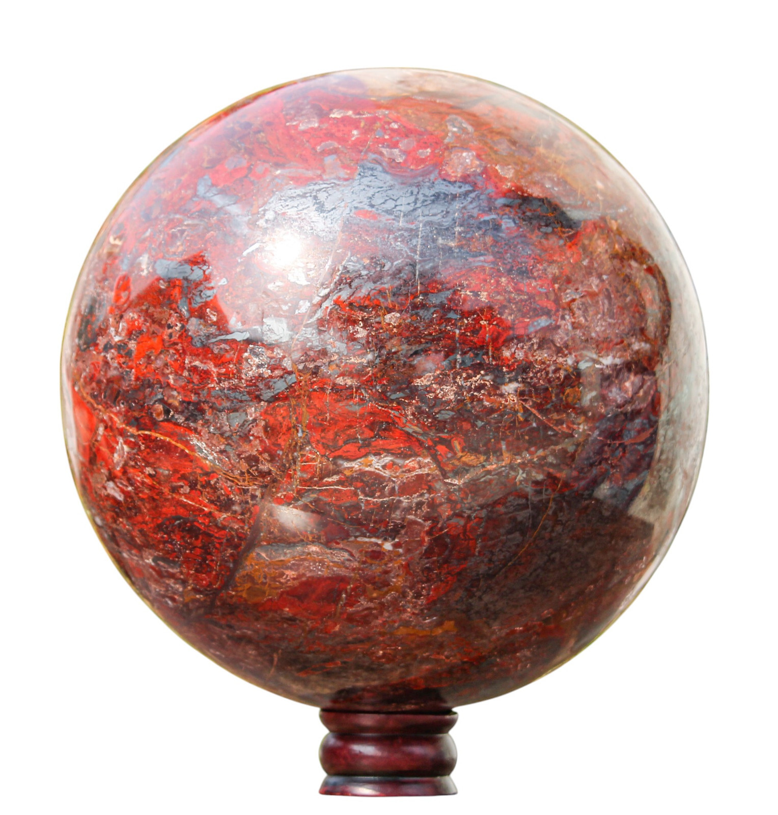 XL 255MM Red Brecciated Jasper Crystal Healing Chakra Metaphysical Stone Sphere