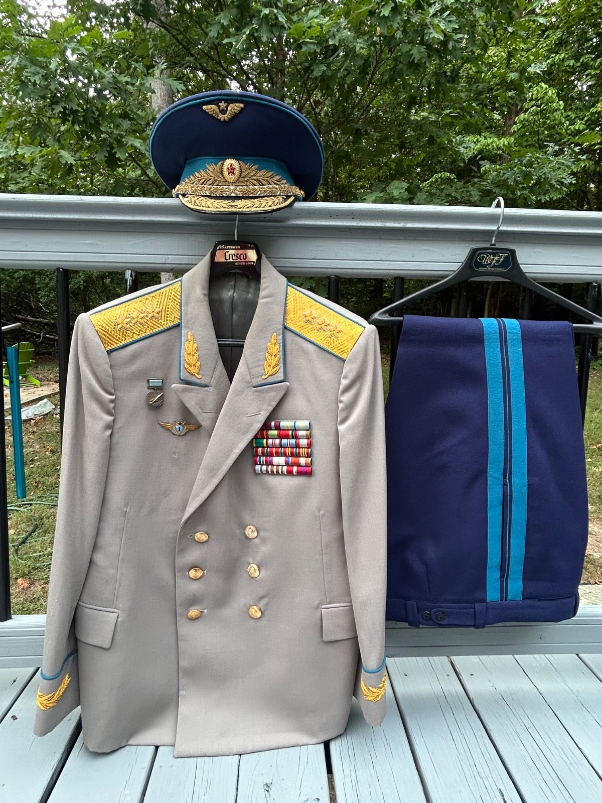 Rare Soviet Colonel General of Aviation Hat & Uniform w Honored Test Pilot Badge