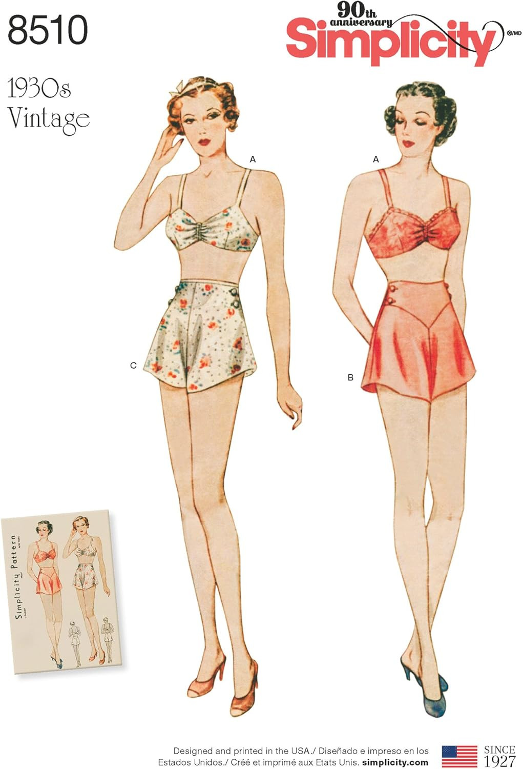 1930\'S Fashion Women\'S Vintage Bra and Panties Sewing Patterns, Sizes 12-20
