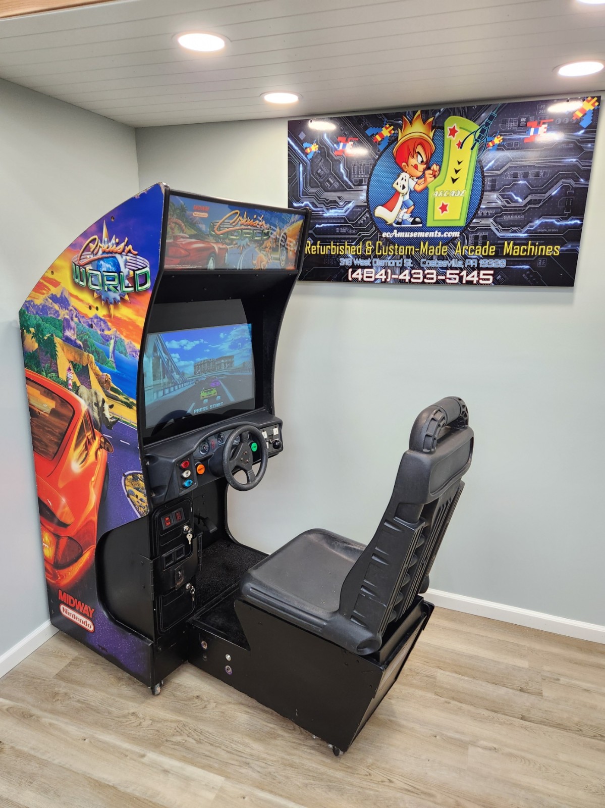CRUISIN WORLD Sit Down Arcade Racing Driving Video Game Machine (27