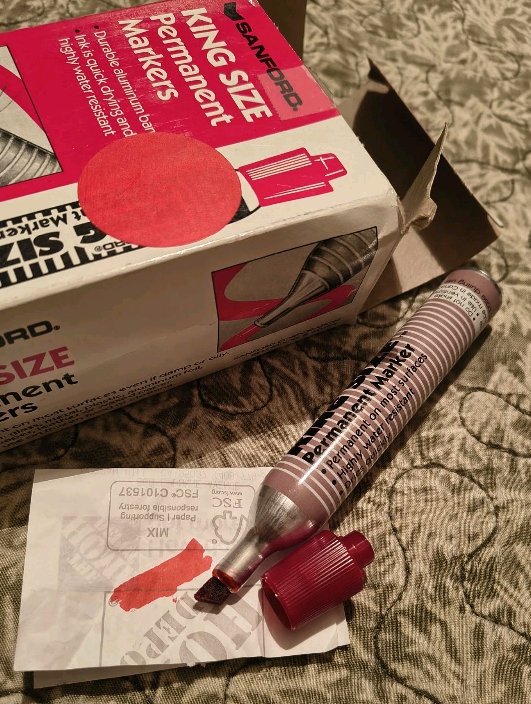 Vtg New Sanford King Size Marker RED 15000 Permanent Ink WORKS Smells Amazing