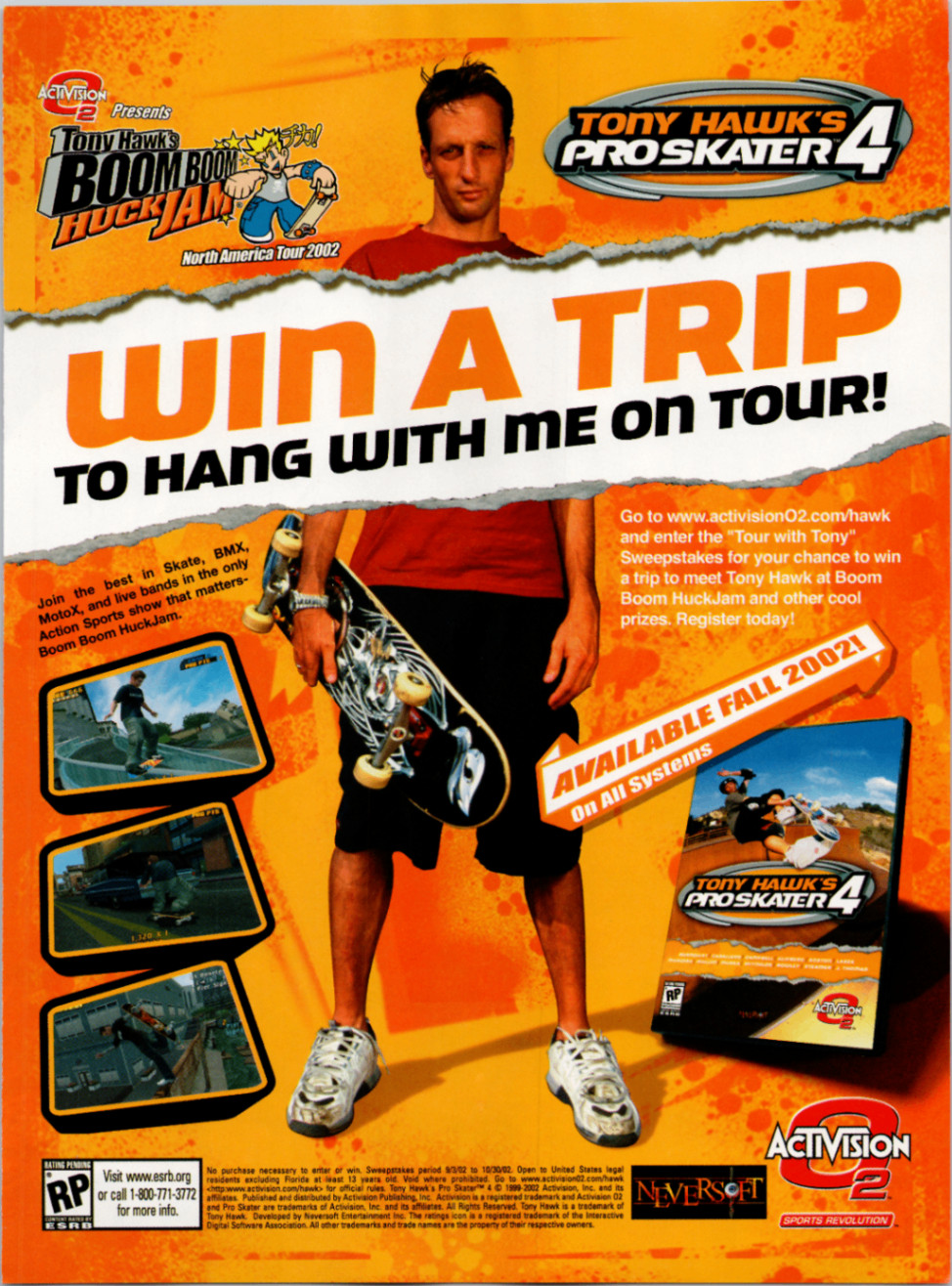 Activision Tony Hawk Pro Skater 4 Boom Boom HuckJam 2002 Video Game Ad Print