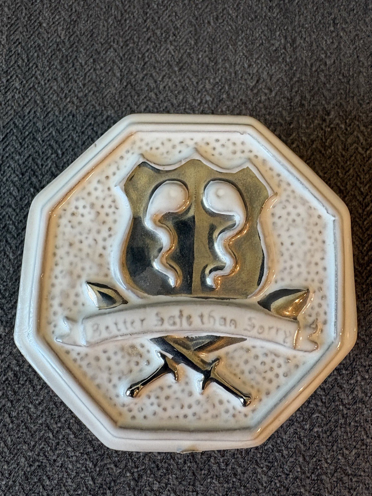 Jonathan Adler Utopia Ceramic Trinket Box “Better Safe Than Sorry”