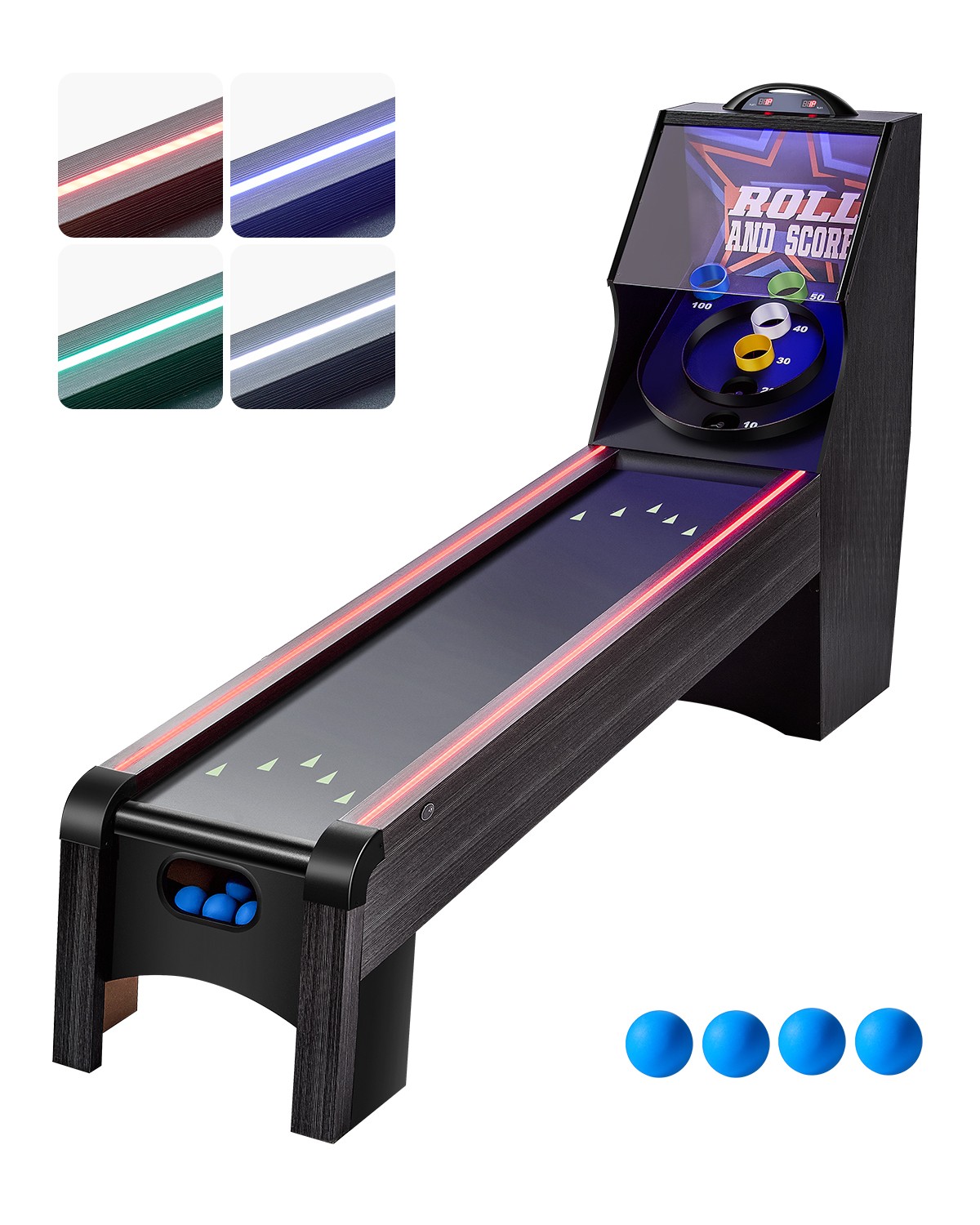 VEVOR 9 ft Roll & Score Arcade Game Table LED Electronic Scorer Home Game Room