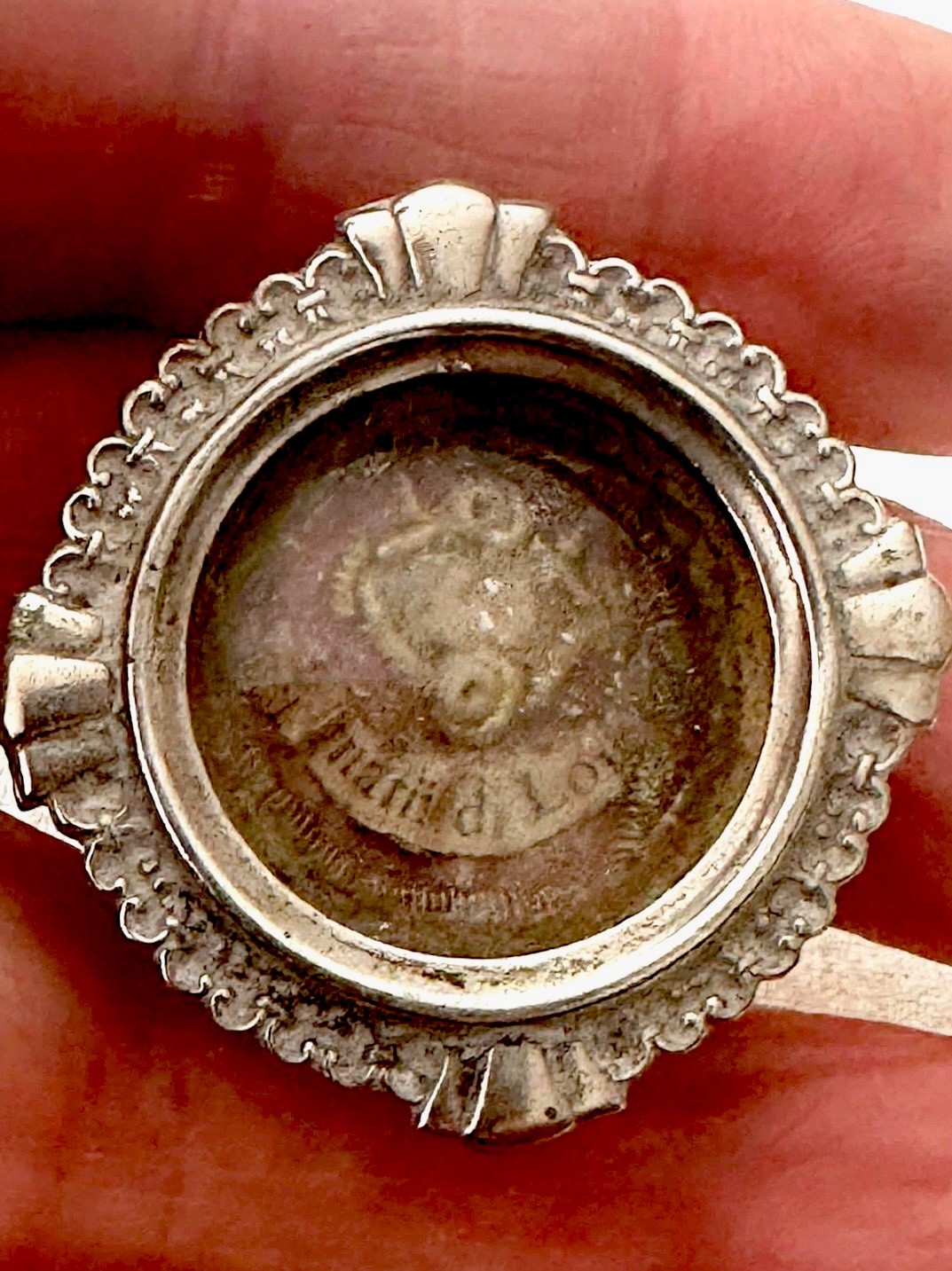 X RARE ANTIQUE RELIQUARY WITH RELIC FROM SAINT IGNATIO LOYOLA . SEALED . C 1890