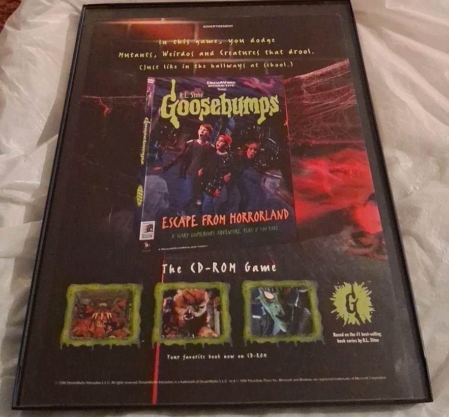 R.L. Stine Goosebumps Escape From Horrorland PC Game Framed Print Ad 1997 8.5x11