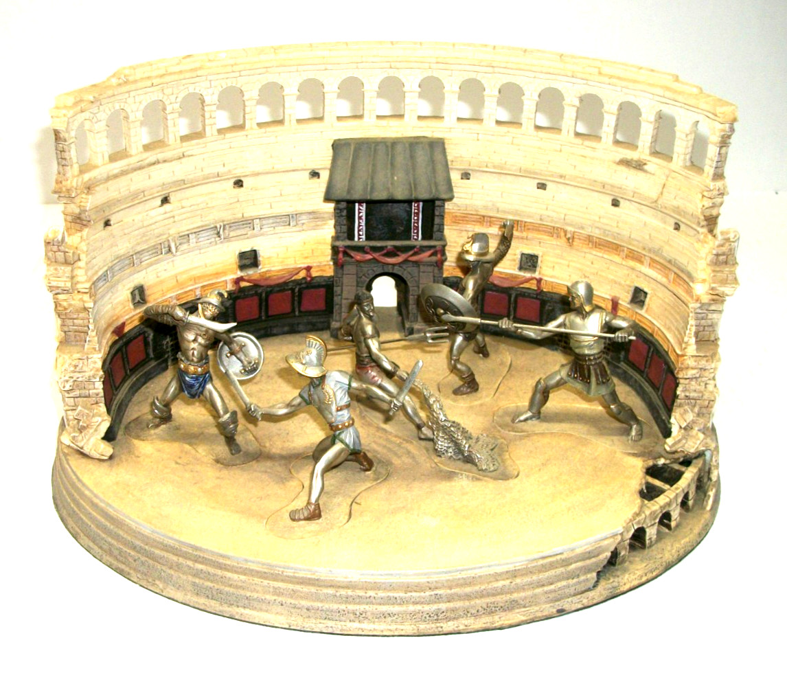 Rare Vintage Franklin Mint Battle of the Gladiator Diorama Complete