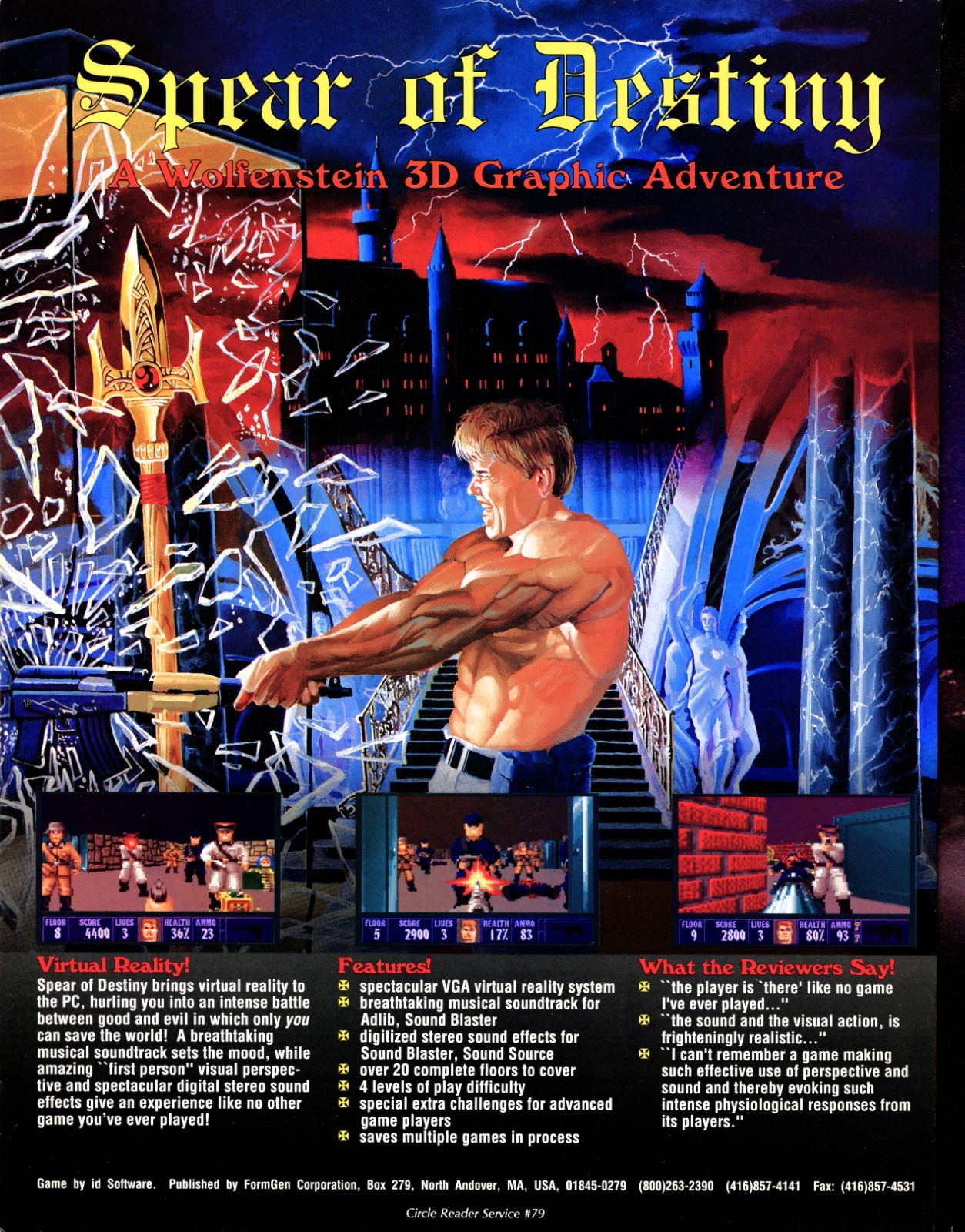 Wolfenstein 3D Spear of Destiny 3 D PC Big Box Game Promo Ad Art Print Poster