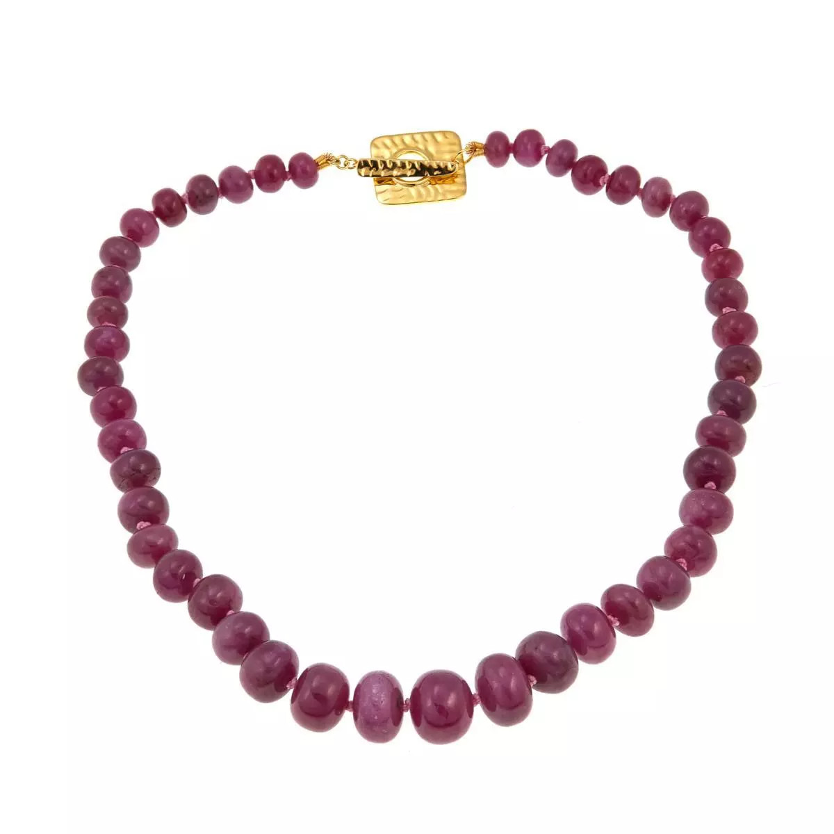 Rarities Sterling Silver Natural Pink & Red Sapphire Rondelle Bead Necklace. 18