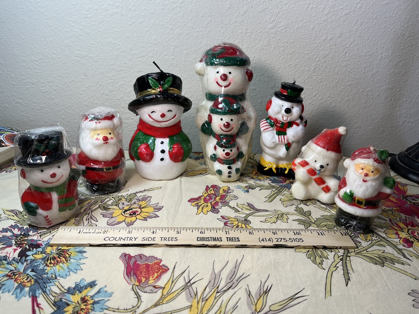 Snowman candle Lot 7 Wax mold Santa Snowman New VTG