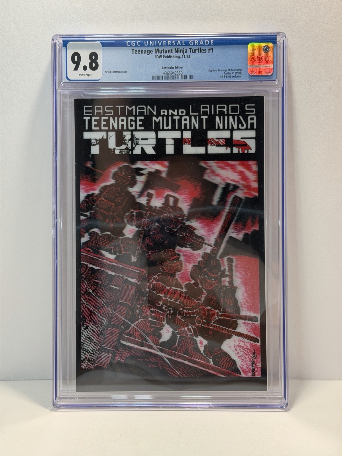 TMNT #1 CGC 9.8 2023 IDW Lenticular ISH BNG Exclusive Kevin Eastman White Pages
