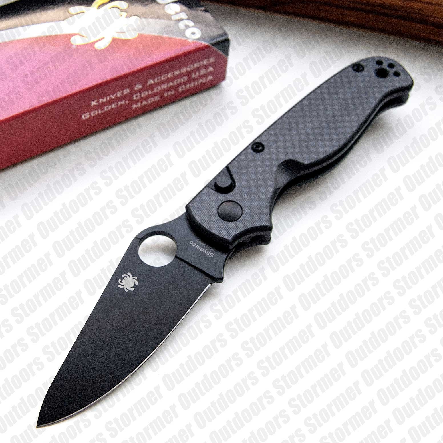 Spyderco ButtonUp Knife Button Lock 8Cr13MoV Steel Carbon Fiber Handle C275CFPBK